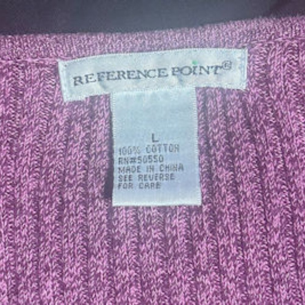 Reference Point Pink V-Neck Ribbed Sweater, Large - Picture 6 of 8